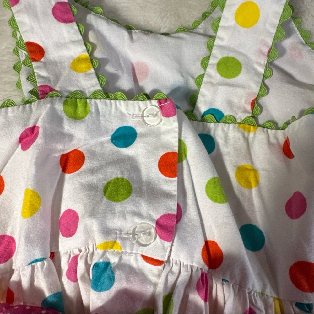 Rare Too Girls Pink Polka Dot Summer Dress Size 5 Cotton Blend - Picture 6 of 8